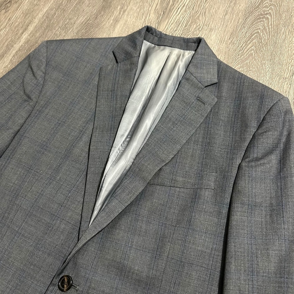 Ralph Ralph Lauren Blazer 40R Grey Plaid 100%‎ Wool Natural Stretch Sport Coat